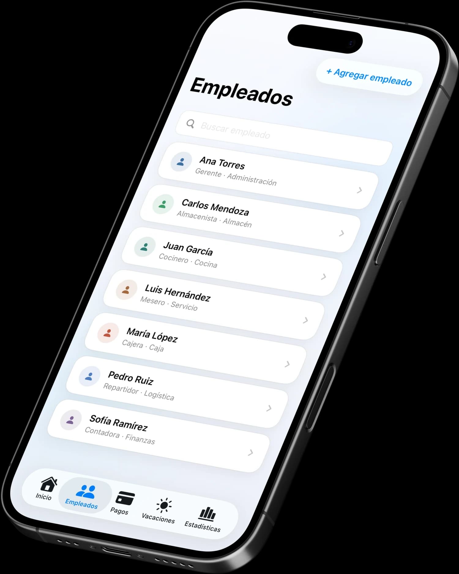 Lista de empleados en La Nómina